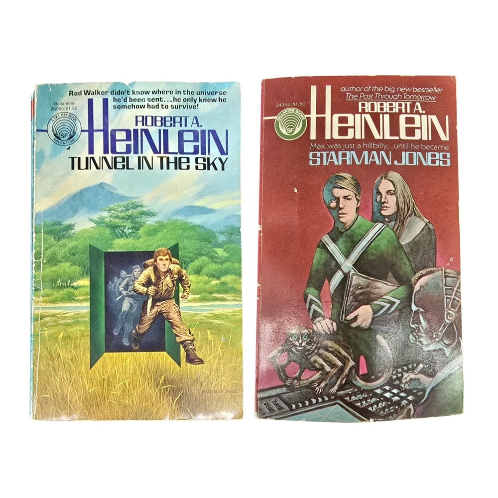 2 Vtg‎ PB Novels by Robert A. Heinlein Tunnel in the Sky, Starman 1977 75 Sci Fi